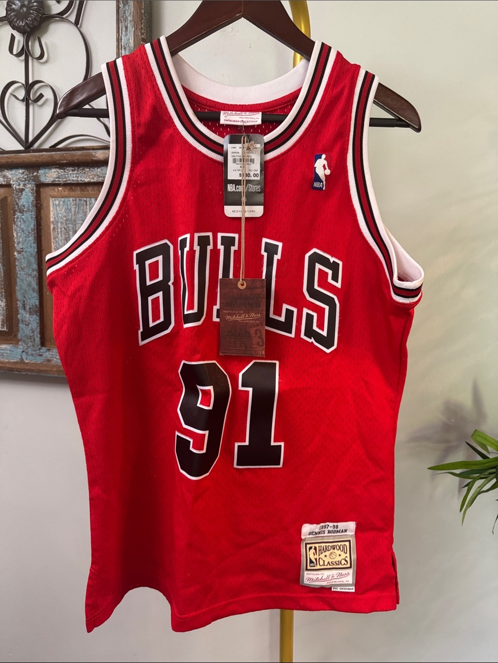 Mitchell & Ness Rodman Bulls Red #91 Hardwood Classics Jersey NWT